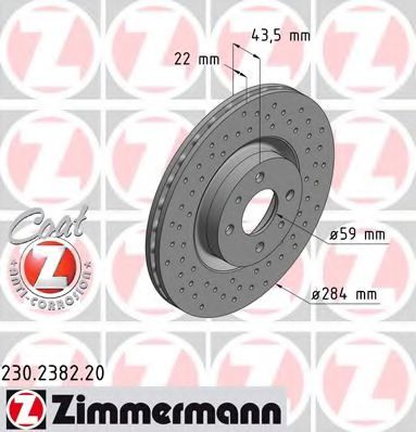 ZIMMERMANN 230.2382.20 Тормозной диск для ABARTH (Абартх) ZIMMERMANN 230.2382.20 Тормозной диск для ABARTH (Абартх)