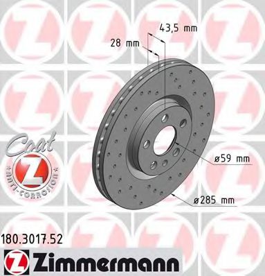 ZIMMERMANN 180.3017.52 Тормозной диск для CITROËN DISPATCH (CитроËн Диспатч) ZIMMERMANN 180.3017.52 Тормозной диск для CITROËN DISPATCH (CитроËн Диспатч)