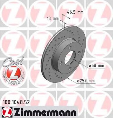 ZIMMERMANN 100.1048.52 Тормозной диск для AUDI 100 (Ауди 100) ZIMMERMANN 100.1048.52 Тормозной диск для AUDI 100 (Ауди 100)