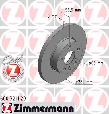 ZIMMERMANN 600.3211.20 Тормозной диск для VOLKSWAGEN T4 MULTIVAN (Фольксваген Т4 мултиvан) ZIMMERMANN 600.3211.20 Тормозной диск для VOLKSWAGEN T4 MULTIVAN (Фольксваген Т4 мултиvан)