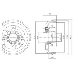 DELPHI BFR282 Тормозной барабан для PEUGEOT 309 II (Пежо 309 2) DELPHI BFR282 Тормозной барабан для PEUGEOT 309 II (Пежо 309 2)