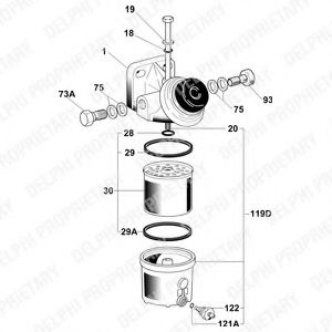 DELPHI 6260B633B Топливный фильтр для RENAULT (Рено) DELPHI 6260B633B Топливный фильтр для RENAULT (Рено)