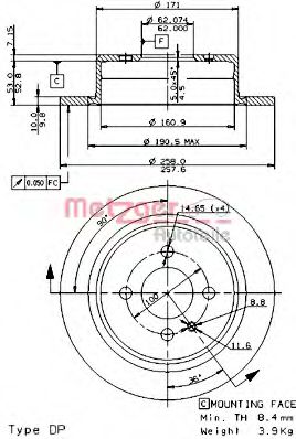 METZGER 10111 E Тормозной диск для BMW 3 (Бмв 3) METZGER 10111 E Тормозной диск для BMW 3 (Бмв 3)