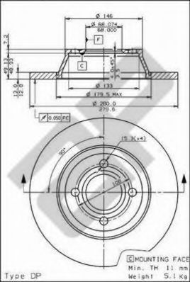METZGER 14431 Тормозной диск для AUDI 90 (Ауди 90) METZGER 14431 Тормозной диск для AUDI 90 (Ауди 90)