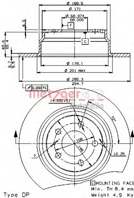 METZGER 6411.00 Тормозной диск для VOLVO C70 I (Вольво C70 и) METZGER 6411.00 Тормозной диск для VOLVO C70 I (Вольво C70 и)