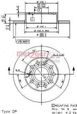 METZGER 14852 V Тормозной диск для SEAT ALTEA (Сеат Алтэа) METZGER 14852 V Тормозной диск для SEAT ALTEA (Сеат Алтэа)