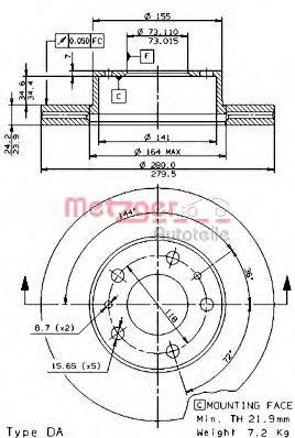 METZGER 24535 E Тормозной диск для FIAT DUCATO (Фиат Дукато) METZGER 24535 E Тормозной диск для FIAT DUCATO (Фиат Дукато)