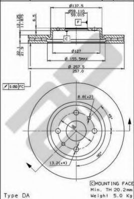 METZGER 24584 V Тормозной диск для FIAT (Фиат) METZGER 24584 V Тормозной диск для FIAT (Фиат)