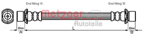 METZGER 4110023 Тормозной шланг для TOYOTA ECHO VERSO (Тойота/тоета Эчо vэрсо) METZGER 4110023 Тормозной шланг для TOYOTA ECHO VERSO (Тойота/тоета Эчо vэрсо)