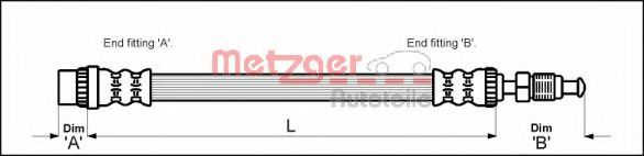 METZGER 4114712 Тормозной шланг для CITROËN EVASION (CитроËн Эвазион) METZGER 4114712 Тормозной шланг для CITROËN EVASION (CитроËн Эвазион)