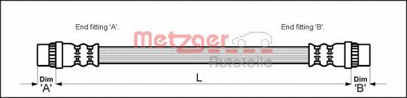 METZGER 4118573 Тормозной шланг для CITROËN EVASION (CитроËн Эвазион) METZGER 4118573 Тормозной шланг для CITROËN EVASION (CитроËн Эвазион)
