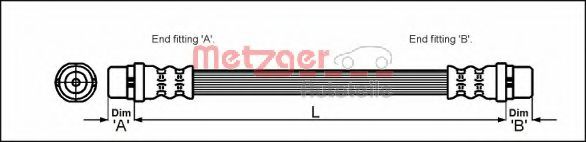 METZGER 4114748 Тормозной шланг для AUDI 90 (Ауди 90) METZGER 4114748 Тормозной шланг для AUDI 90 (Ауди 90)