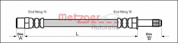METZGER 4111718 Тормозной шланг для VOLKSWAGEN CADDY II (Фольксваген Кадди 2) METZGER 4111718 Тормозной шланг для VOLKSWAGEN CADDY II (Фольксваген Кадди 2)