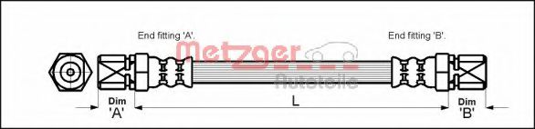 METZGER 4112813 Тормозной шланг для OPEL CORSA B (Опель Корса б) METZGER 4112813 Тормозной шланг для OPEL CORSA B (Опель Корса б)