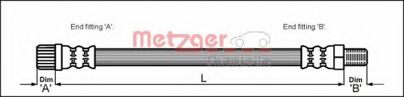 METZGER 4114667 Тормозной шланг для PEUGEOT 106 I (Пежо 106 и) METZGER 4114667 Тормозной шланг для PEUGEOT 106 I (Пежо 106 и)