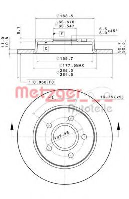 METZGER 14902 V Тормозной диск для FORD (Форд) METZGER 14902 V Тормозной диск для FORD (Форд)