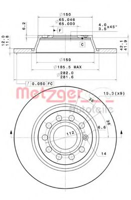 METZGER 14925 V Тормозной диск для SEAT ALTEA (Сеат Алтэа) METZGER 14925 V Тормозной диск для SEAT ALTEA (Сеат Алтэа)