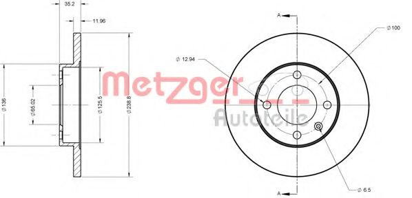 METZGER 6110019 Тормозной диск для AUDI 80 (Ауди 80) METZGER 6110019 Тормозной диск для AUDI 80 (Ауди 80)