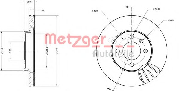 METZGER 6110026 Тормозной диск для VOLKSWAGEN SCIROCCO (Фольксваген Сcироccо) METZGER 6110026 Тормозной диск для VOLKSWAGEN SCIROCCO (Фольксваген Сcироccо)