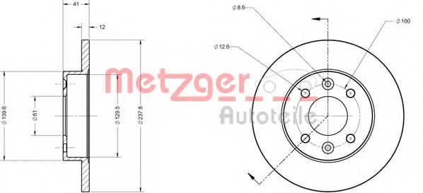 METZGER 6110034 Тормозной диск для RENAULT ALLIANCE (Рено Аллианcэ) METZGER 6110034 Тормозной диск для RENAULT ALLIANCE (Рено Аллианcэ)