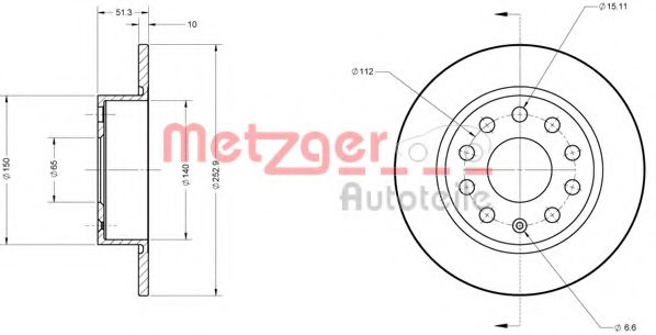 METZGER 6110036 Тормозной диск для SEAT (Сеат) METZGER 6110036 Тормозной диск для SEAT (Сеат)