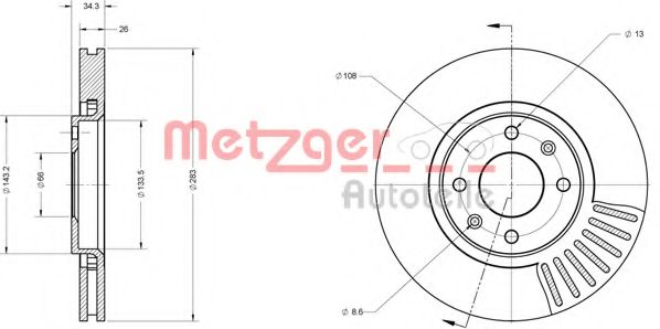 METZGER 6110050 Тормозной диск для CITROËN C4 I (CитроËн С4 и) METZGER 6110050 Тормозной диск для CITROËN C4 I (CитроËн С4 и)