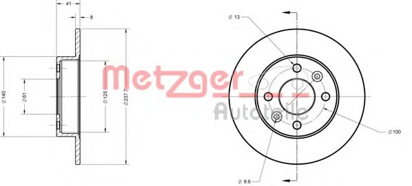 METZGER 6110061 Тормозной диск для RENAULT SUPER 5 (Рено Супэр 5) METZGER 6110061 Тормозной диск для RENAULT SUPER 5 (Рено Супэр 5)