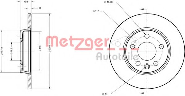 METZGER 6110063 Тормозной диск для VOLKSWAGEN T4 MULTIVAN (Фольксваген Т4 мултиvан) METZGER 6110063 Тормозной диск для VOLKSWAGEN T4 MULTIVAN (Фольксваген Т4 мултиvан)