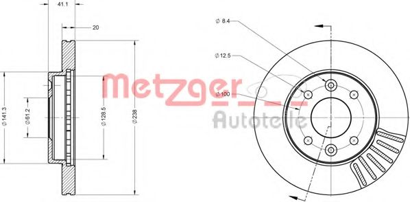 METZGER 6110071 Тормозной диск для RENAULT CLIO I (Рено Cлио и) METZGER 6110071 Тормозной диск для RENAULT CLIO I (Рено Cлио и)