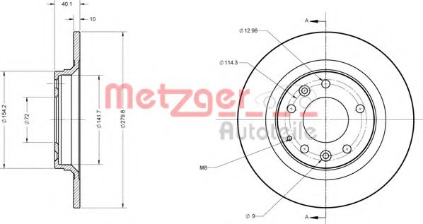 METZGER 6110077 Тормозной диск для MAZDA ATENZA (Мазда Атэнза) METZGER 6110077 Тормозной диск для MAZDA ATENZA (Мазда Атэнза)