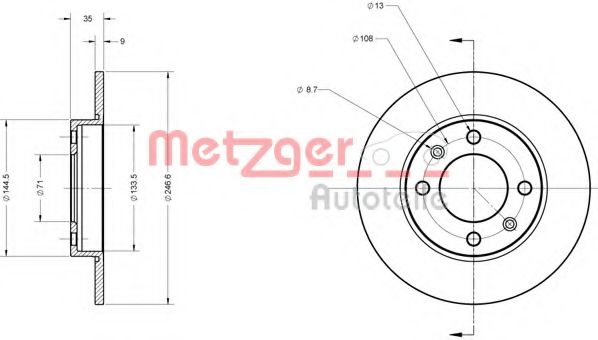 METZGER 6110094 Тормозной диск для CITROËN C4 I (CитроËн С4 и) METZGER 6110094 Тормозной диск для CITROËN C4 I (CитроËн С4 и)