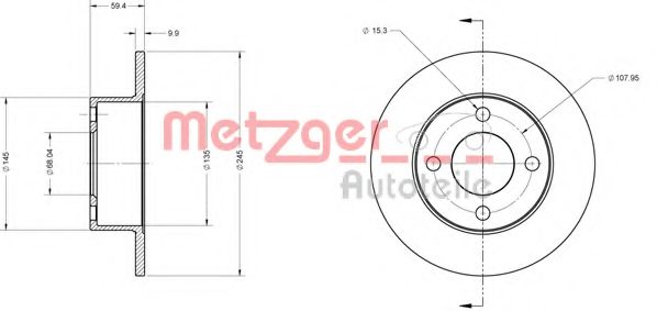 METZGER 6110106 Тормозной диск для AUDI 100 (Ауди 100) METZGER 6110106 Тормозной диск для AUDI 100 (Ауди 100)
