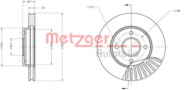 METZGER 6110109 Тормозной диск для FORD MONDEO (Форд Мондэо) METZGER 6110109 Тормозной диск для FORD MONDEO (Форд Мондэо)