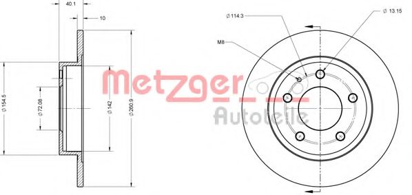 METZGER 6110131 Тормозной диск для MAZDA 626 IV (Мазда 626 4) METZGER 6110131 Тормозной диск для MAZDA 626 IV (Мазда 626 4)
