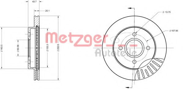 METZGER 6110157 Тормозной диск для FORD MONDEO (Форд Мондэо) METZGER 6110157 Тормозной диск для FORD MONDEO (Форд Мондэо)