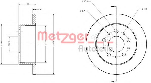 METZGER 6110163 Тормозной диск для FIAT DUCATO (Фиат Дукато) METZGER 6110163 Тормозной диск для FIAT DUCATO (Фиат Дукато)