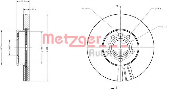 METZGER 6110178 Тормозной диск для VOLKSWAGEN T4 MULTIVAN (Фольксваген Т4 мултиvан) METZGER 6110178 Тормозной диск для VOLKSWAGEN T4 MULTIVAN (Фольксваген Т4 мултиvан)