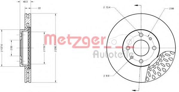 METZGER 6110216 Тормозной диск для FIAT (Фиат) METZGER 6110216 Тормозной диск для FIAT (Фиат)