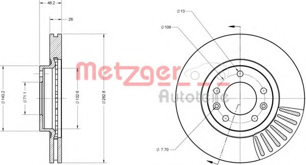 METZGER 6110230 Тормозной диск для PEUGEOT 407 (Пежо 407) METZGER 6110230 Тормозной диск для PEUGEOT 407 (Пежо 407)