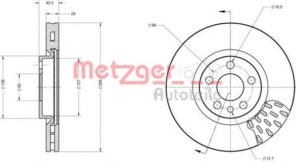 METZGER 6110239 Тормозной диск для CITROËN DISPATCH (CитроËн Диспатч) METZGER 6110239 Тормозной диск для CITROËN DISPATCH (CитроËн Диспатч)