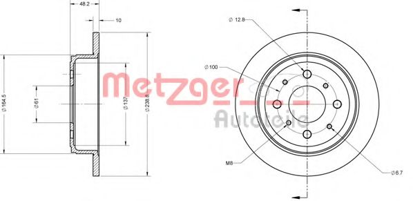 METZGER 6110244 Тормозной диск для HONDA CRX II (Хонда Cрх 2) METZGER 6110244 Тормозной диск для HONDA CRX II (Хонда Cрх 2)