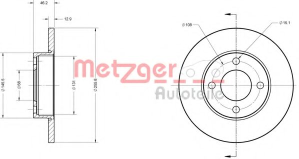 METZGER 6110254 Тормозной диск для AUDI 100 (Ауди 100) METZGER 6110254 Тормозной диск для AUDI 100 (Ауди 100)
