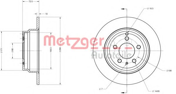 METZGER 6110268 Тормозной диск для VOLVO C70 I (Вольво C70 и) METZGER 6110268 Тормозной диск для VOLVO C70 I (Вольво C70 и)