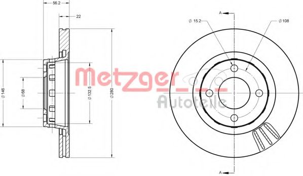 METZGER 6110305 Тормозной диск для AUDI 90 (Ауди 90) METZGER 6110305 Тормозной диск для AUDI 90 (Ауди 90)