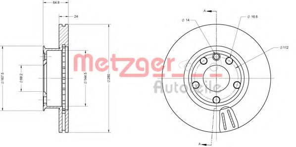 METZGER 6110484 Тормозной диск для VOLKSWAGEN T4 MULTIVAN (Фольксваген Т4 мултиvан) METZGER 6110484 Тормозной диск для VOLKSWAGEN T4 MULTIVAN (Фольксваген Т4 мултиvан)