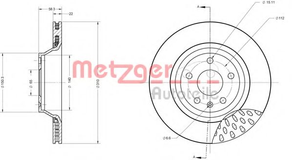 METZGER 6110512 Тормозной диск для AUDI TT (Ауди Тт) METZGER 6110512 Тормозной диск для AUDI TT (Ауди Тт)