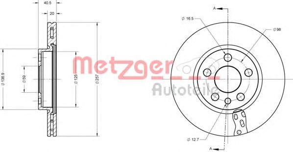 METZGER 6110528 Тормозной диск для CITROËN DISPATCH (CитроËн Диспатч) METZGER 6110528 Тормозной диск для CITROËN DISPATCH (CитроËн Диспатч)