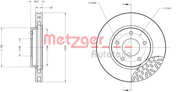 METZGER 6110664 Тормозной диск для MITSUBISHI LANCER (Митсубиши/митсубиси Ланcэр) METZGER 6110664 Тормозной диск для MITSUBISHI LANCER (Митсубиши/митсубиси Ланcэр)