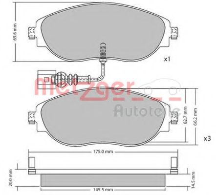 METZGER 1170173 Тормозные колодки для SKODA SUPERB (Шкода Суперб) METZGER 1170173 Тормозные колодки для SKODA SUPERB (Шкода Суперб)