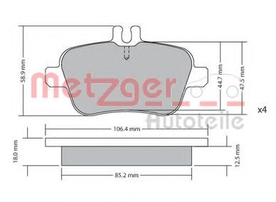 METZGER 1170204 Тормозные колодки для MERCEDES-BENZ SLK (Мэрcэдэс-бэнз Слк) METZGER 1170204 Тормозные колодки для MERCEDES-BENZ SLK (Мэрcэдэс-бэнз Слк)